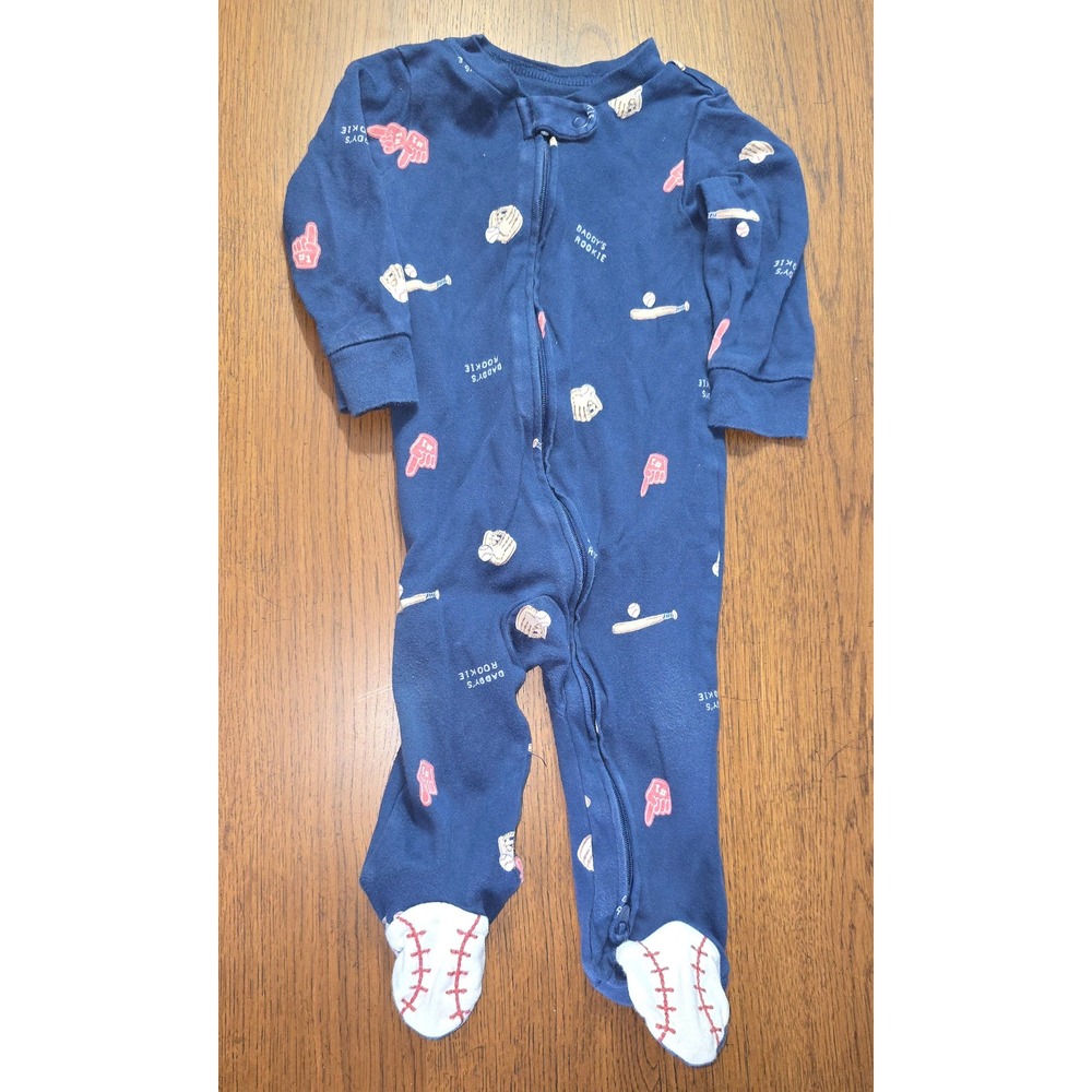 Carters Child of Mine Baby Boys Navy Blue Baseball Daddys Rookie Sleeper 6-9M